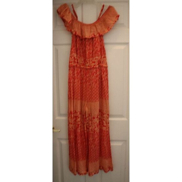 Anthropologie RAGA R3577-88 Women's Sz S Red Hard Lovin Frill Top Jumpsuit - Picture 2 of 6